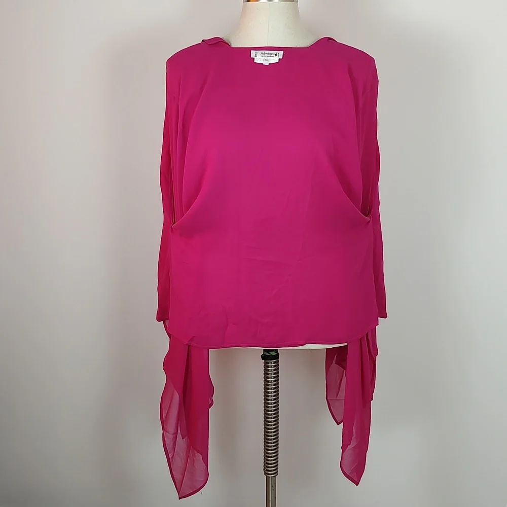 🩷HP🩷 Yves St Laurent Rive Gauche Haute Pink Chiffon Gown Cover-Up Rare! - Picture 10 of 14